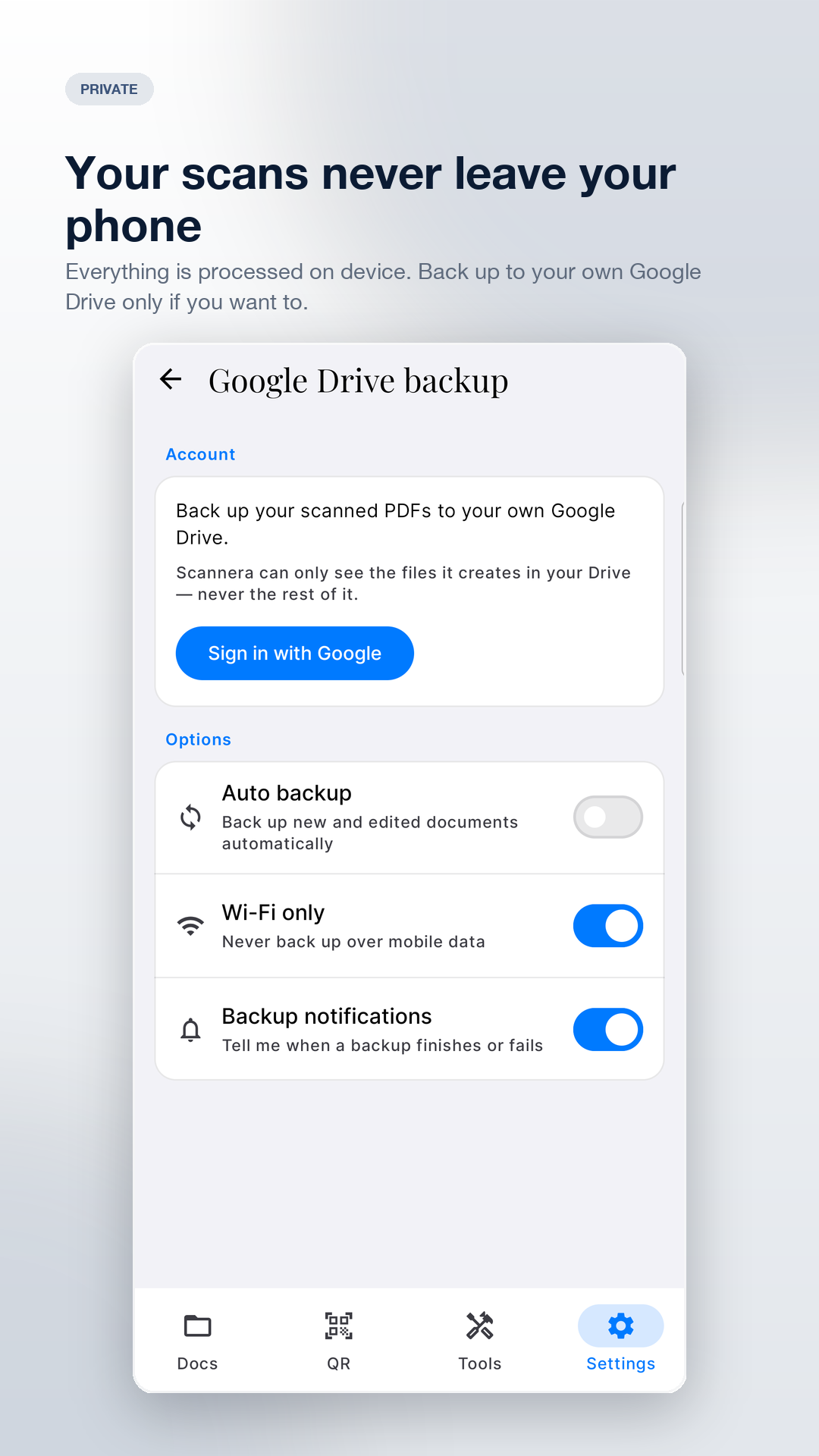 Privacy and on-device processing settings